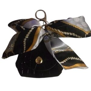 Bag Charm Mini Crocodile-Embossed Bag Charm with Satin Scarf Bow